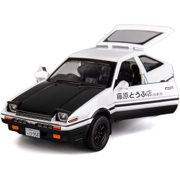 1/32 Toyota AE86 Initial D Model Car Zinc Alloy Pull Back Toy Car with Sound and Light Gift for Kids, Boys and Girls (Black)