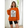 thumbnail image 2 of Meladyan Halloween Skull Graphic Print Fleece Oversized Sweatshirt Crewneck Long Sleeve Drop Shoulder Pullover, 2 of 10