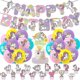 thumbnail image 1 of Unicorn Theme Kids Girls Happy Birthday Party Decoration Banner Balloons Cake Cupcake Toppers Kit, 1 of 4