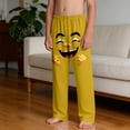 thumbnail image 6 of Kids Boys Soft Cotton Joggers Elastic Waist Cartoon Smile Face Print Sweatpants for Casual Daily Playwear, 4-13Y, 6 of 9