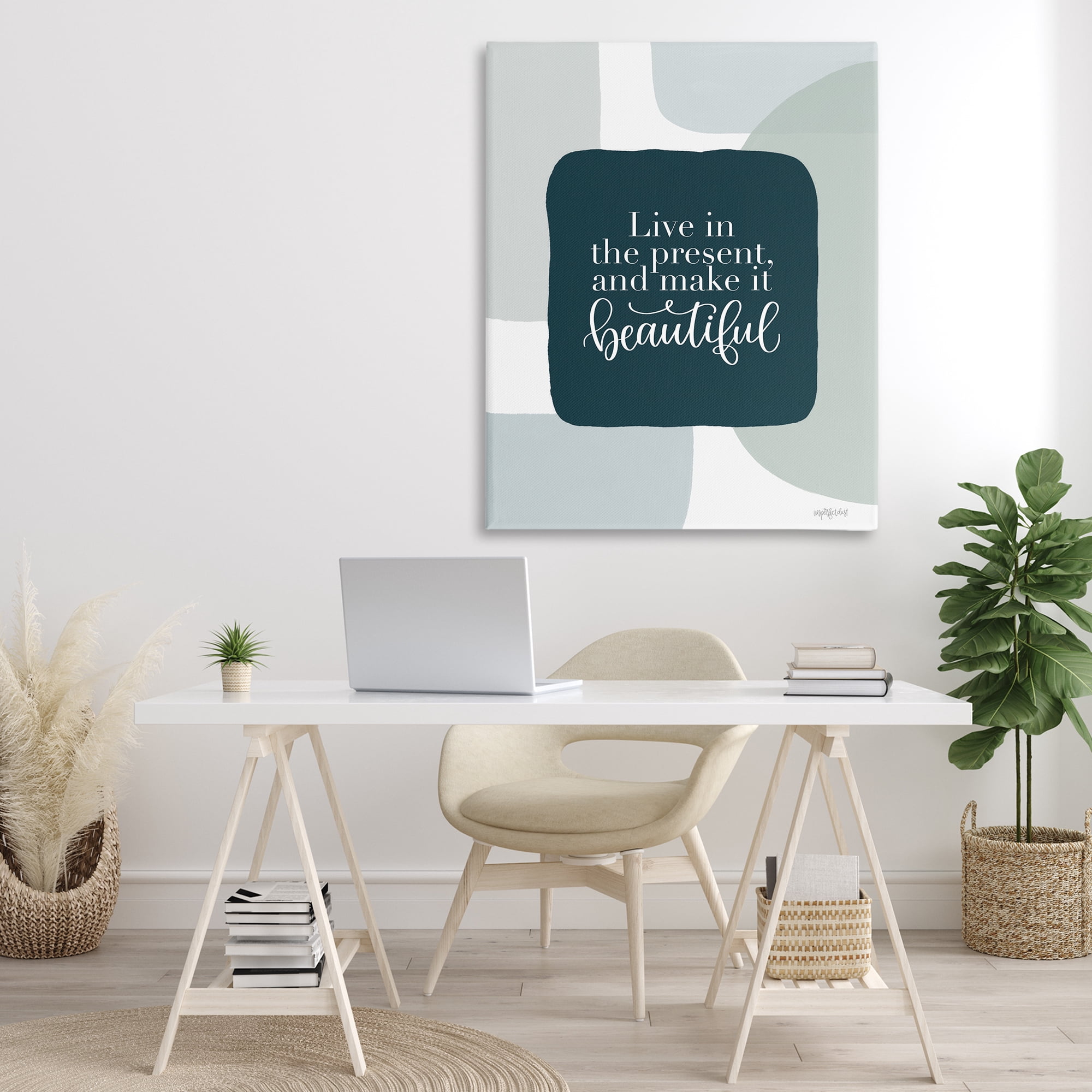Stupell Industries Live In The Present Typography Painting Gallery Wrapped Canvas Art Print Wall Art, 36 x 48