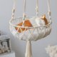 thumbnail image 3 of Hamaca colgante de macramé con borlas para gatos, cesta tejida a mano, cama columpio para gatos, casa para gatos para ventana interior, 3 of 7