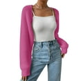 thumbnail image 2 of Arvbitana Women's Open Front Cropped Cardigan Long Sleeve Solid Color Ribbed Knit Shrug Sweater Knitwear Chunky Cable Bolero Tops Fashion Coat, 2 of 7