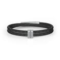 thumbnail image 1 of Men’s Engravable Sterling Silver Vertical Bar Leather Bracelet, 1 of 4