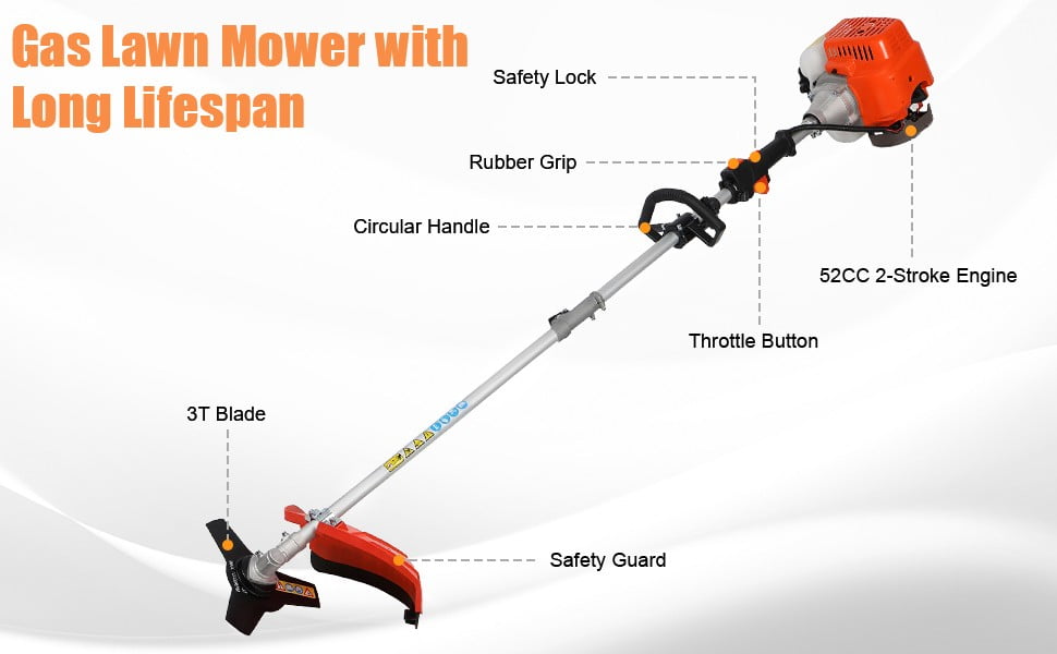 Floseru Gas Weed Eater, 52cc 2-Stroke 5 in 1 Multi-Functional Petrol Hedge Trimmer Chainsaw Brush Cutter Weed Wacker Weed Eater Gas Powered String Trimmer