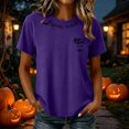 thumbnail image 2 of Stars Moon Funny Graphic Tees for Women Round Neck Short Sleeve Casual Fall Tops Fall Shirts Purple S, 2 of 6
