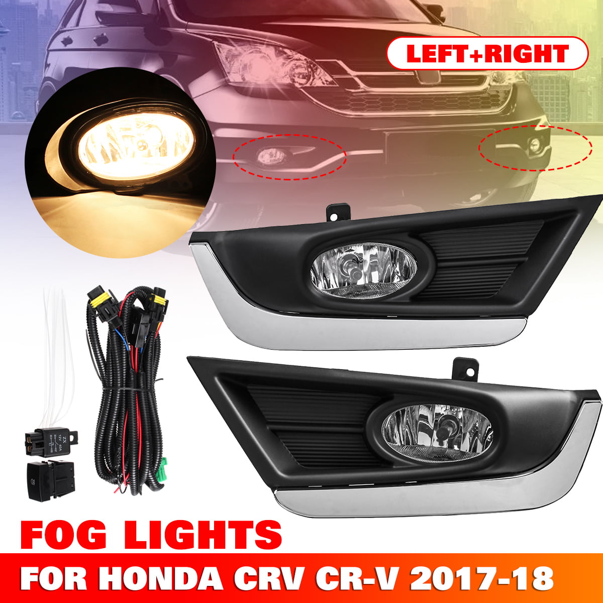 For Honda CR-V CRV 2017-2018 Chrome Rear Fog Light Cover Trim Bumper Frame Bezel 