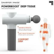 Sharper Image® Powerboost® Deep Tissue Percussion Massager Full Body Massage Gun, with 5 Interchangeable Attachments, White