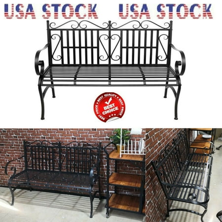 2 Seater Foldable Outdoor Patio Garden Bench Porch Chair Seat With