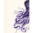 thumbnail image 2 of Fab Funky 12x14 Black Ornate Wood Framed with Double Matting Museum Art Print Titled - Octopus Purple and Cream a, 2 of 4