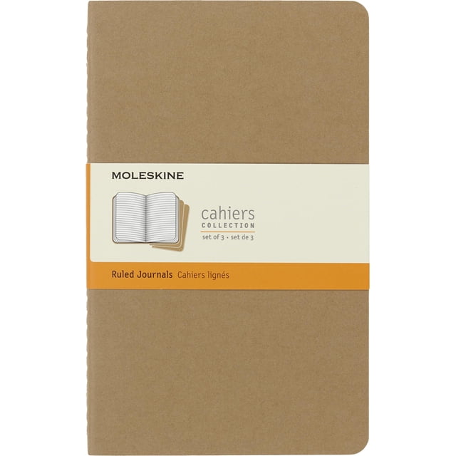 Cuaderno Moleskine Cahier de tapa blanda, grande, rayado, negro, 80 páginas