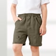 thumbnail image 6 of Boys Stretch Cotton Twill Cargo Shorts, Lightweight Pull On School Uniform Shorts with Full Elastic Waistband for Kids Years 2-8 Army Green, 6 of 8
