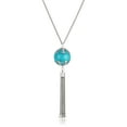thumbnail image 4 of ELYA Women's Large Faux Turquoise Tassel Stainless Steel Necklace, 4 of 5