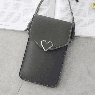 Ladies Sweet Mobile Phone Bag Girls Summer Heart Decoration Back Transparent Film Mini Messenger Bag