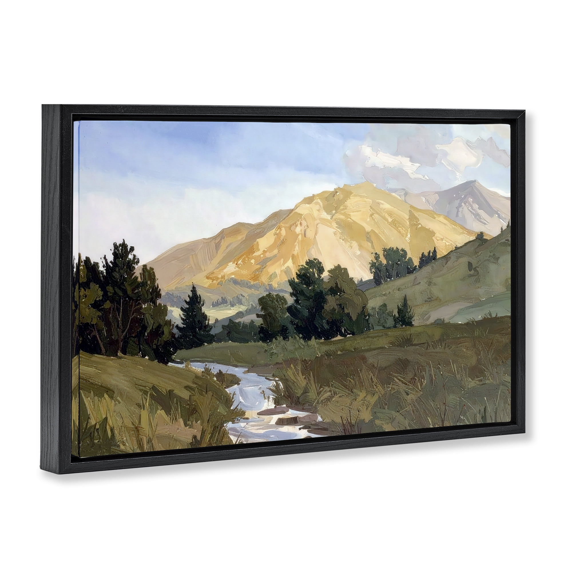 Stupell Industries Mountain Divide Valley Black Framed Floater Canvas Wall Art, design by Alonza Saunders