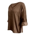 thumbnail image 6 of Soyumi Womens Denim Top, 90S Grunge Oversized Jean Shirt Button Up Pullover Blouse Loose Fit Drop Shoulder Long Sleeve with Pocket Casual Boho Top for Women Brown, 6 of 6
