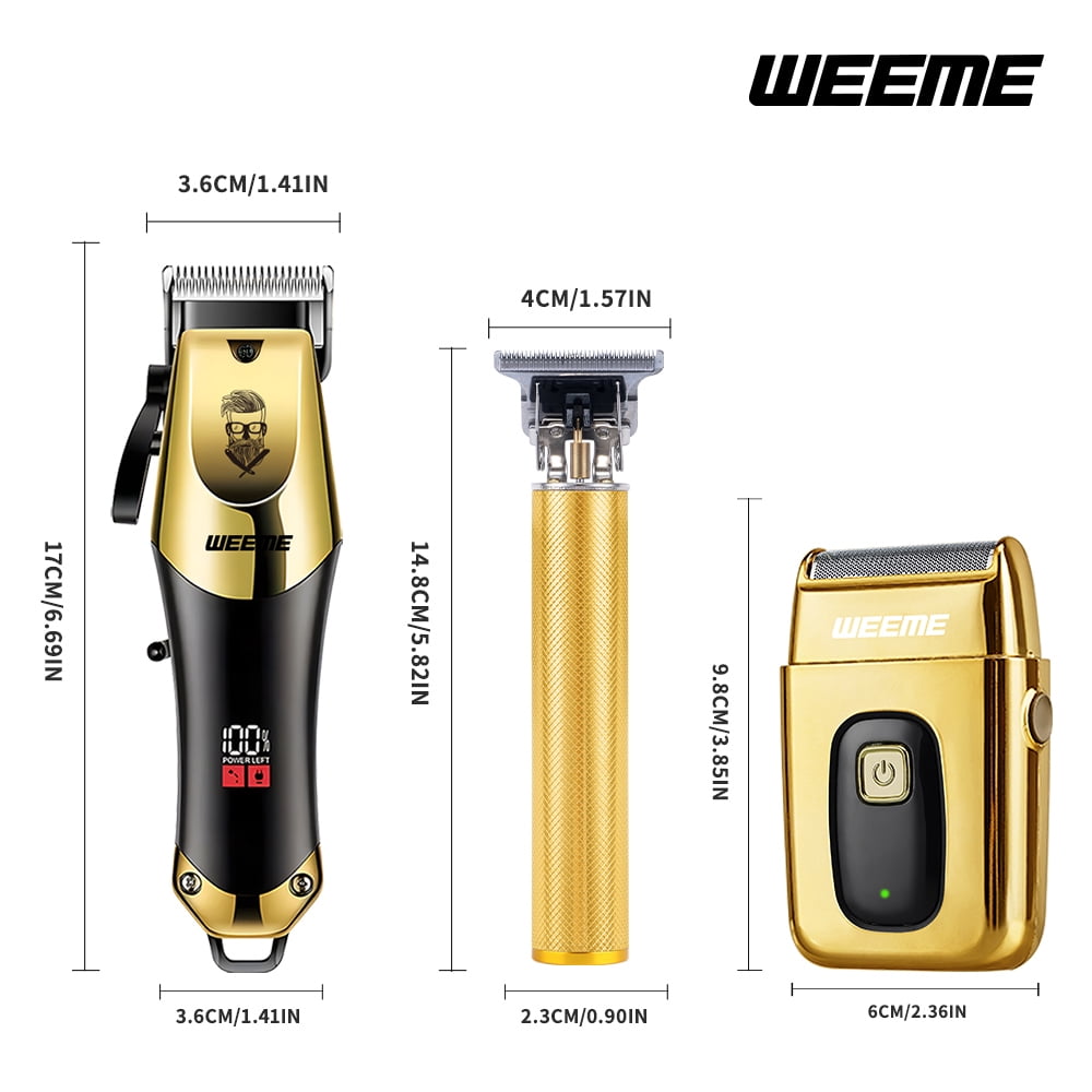 Men's Hair Clipper Kit, Cordless Professional T-Blade Trimmer Set with Adjustable Fade Dial, 4 Guide Combs (1.5-6mm), USB Rechargeable 2-in-1 Razor for Hair & Beard, Home Salon Barber Tool Gift