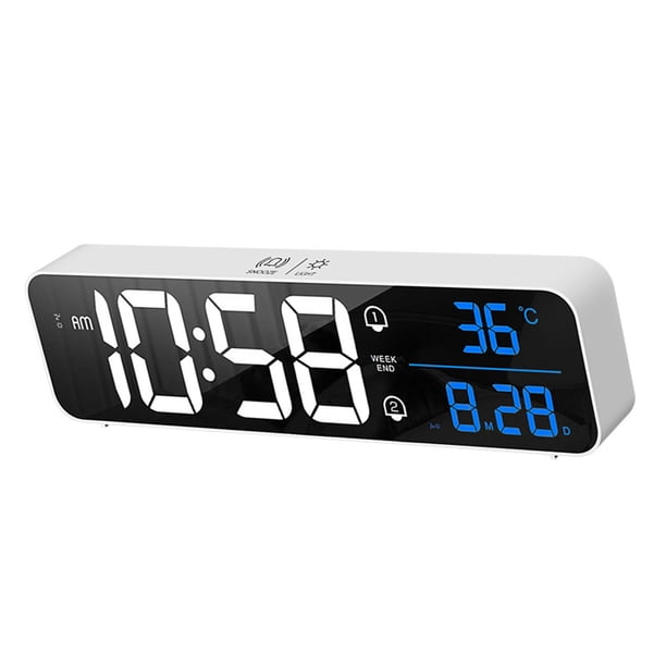 Inteprter Despertador LED Pantalla digital Termómetro recargable Reloj de temperatura de repetición ajustable con modo de repetición Electrodomésticos Englisch weiß Inteprter HA007072-02B