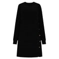 thumbnail image 5 of HAPIMO Women's Dress Crew Neck Long Sleeve Loose Button Down Side Pockets Modern Elegant Dress Comfortable Daily Use Black L, 5 of 7