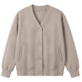thumbnail image 3 of SUNBS V‑Neck Button Sweatshirts Cardigan for Women Fall Jacket Oversized Casual Clothes with Pockets, 3 of 9