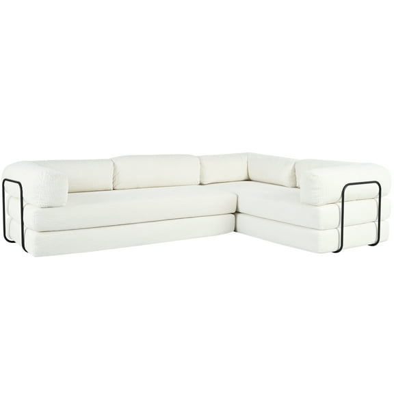 U_Style L-Shaped Modular Sofa Bed in Corduroy Fabric, Ideal for Living Rooms and Apartments