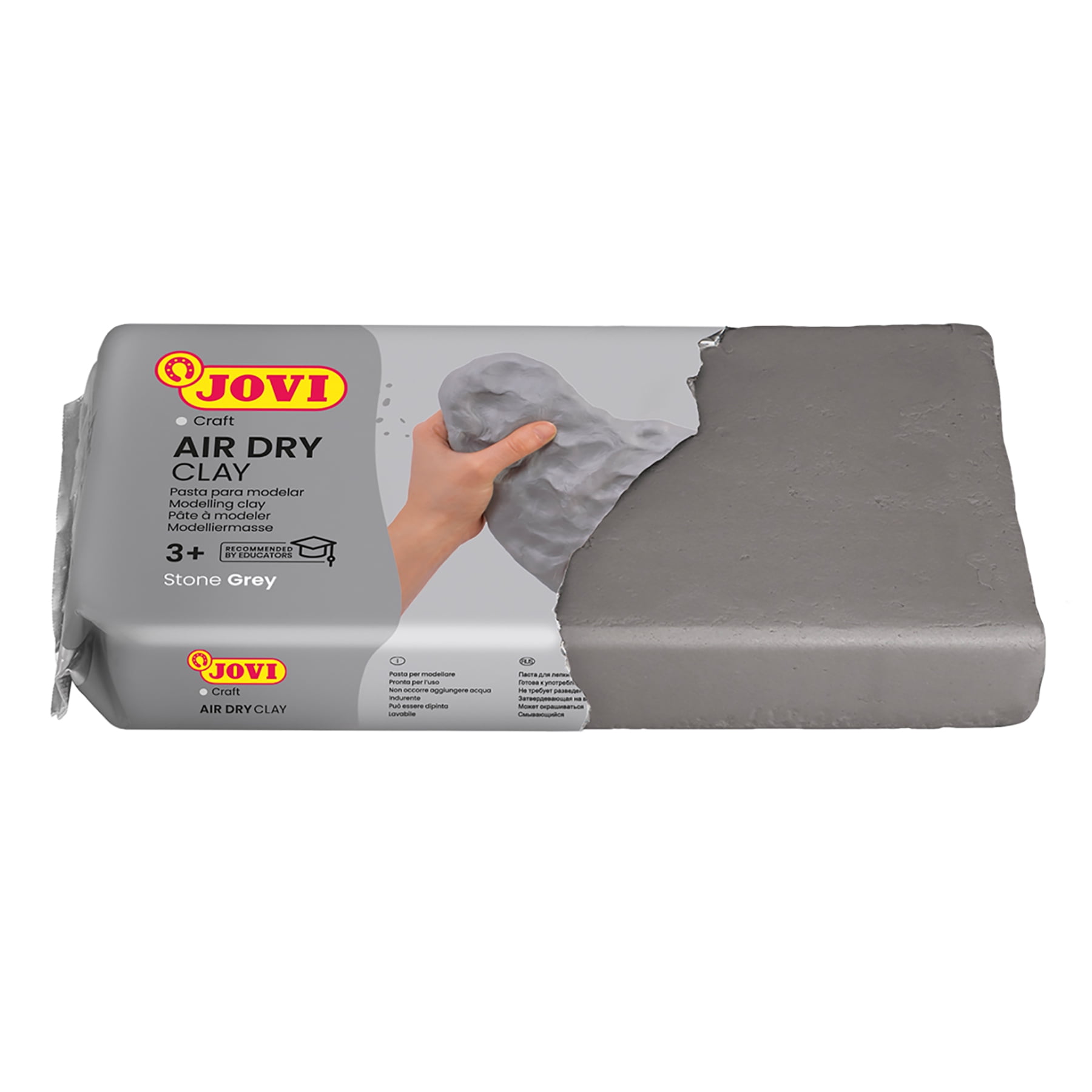 JOVI Air Dry Clay, Grey, 1.1lb Bar, Pack of 3