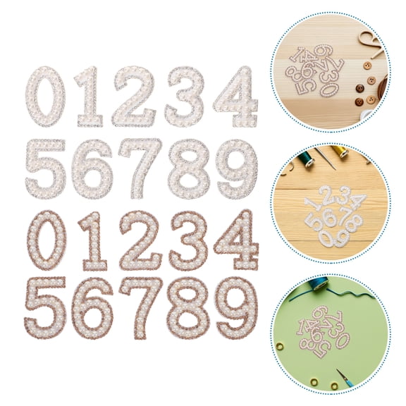 ETEREAUTY 20-Pack Glitter Rhinestone Number Iron- Patches, Easy Sew- Applique for Clothing Decoration