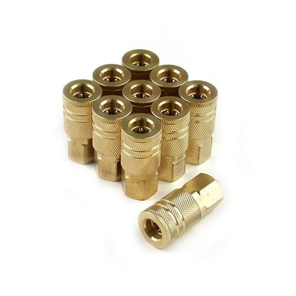 Primefit IC1414FB6-B10-P 0.25 x 0.25 in. Female 6-Ball Brass Female Industrial Coupler Contractor Pack - 10 Piece