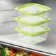 thumbnail image 4 of pstuiky Juego de 3 recipientes de plástico transparente con tapa hermética para refrigerador. Almacenamiento apilable que ahorra espacio para sobras y snacks. 460 ml, 4 of 6