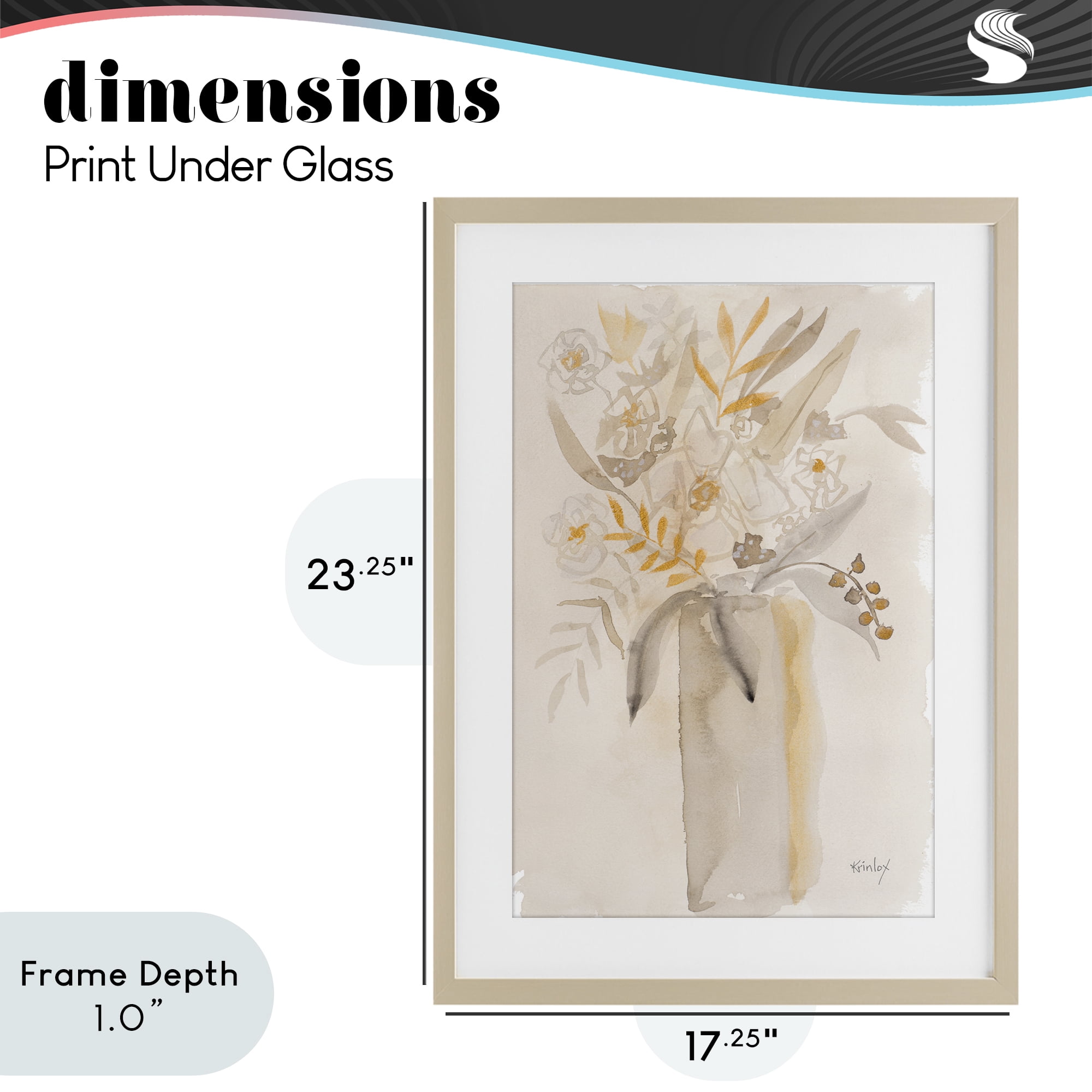 Stupell Industries Earthy Soft Flower Vase Birch Framed Print Under Glass, design by Krinlox