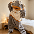 thumbnail image 4 of Funny Cartoon Coral Fleece Women’s Onesie Thickened Lazy Style Hoodless Jumpsuit Sleepwear, Breathable Skin‑Friendly Polyester Coral Fleece Loungewear for Cold Days, 4 of 5