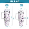 thumbnail image 3 of 40 oz Tumbler With Handle Stainless Steel Insulated Tumbler With Lid for Car Cup Holder Purple Wildflower Pattern, 3 of 9