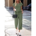 thumbnail image 6 of Two Piece Lounge Sets for Women Spring Vacation Beach Travel Airport Outfits Casual Cruise Fashion Army Green XL, 6 of 8