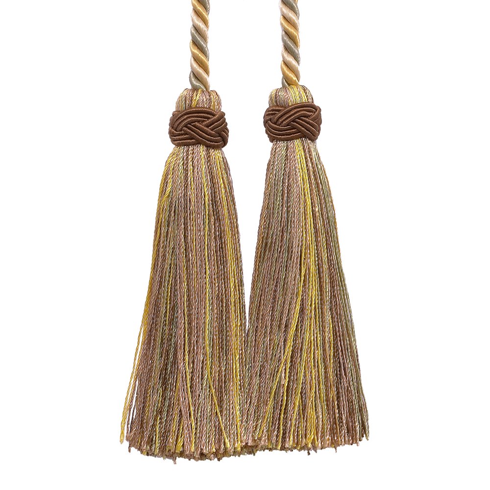 Double Tassel / Beige, Gold, Green / Tassel Tie with 4 inch Tassels, 26