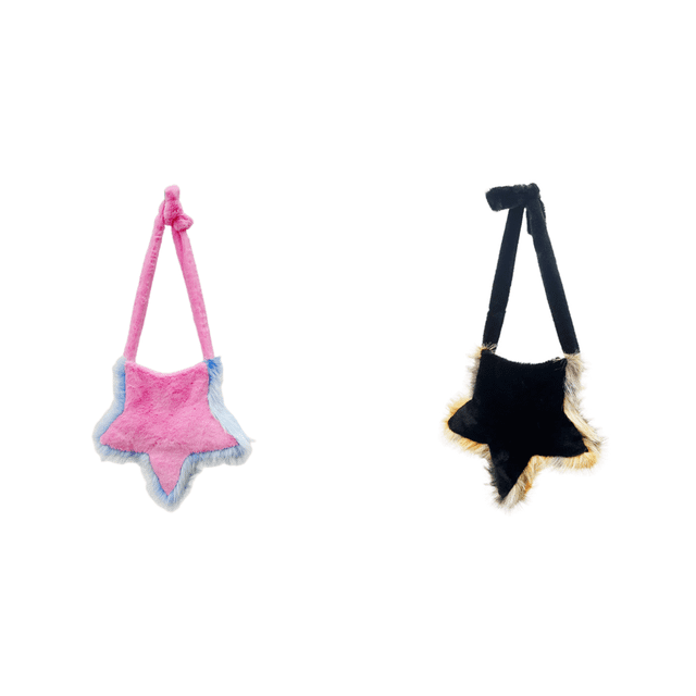 Bolso Hombro Y2K Plush Patchwork Messenger Bag Al Aire Libre ( ) Rosa Azul