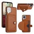 thumbnail image 1 of ELEHOLD Leather Wallet Case For Samsung Galaxy A12,Premium Leather Material with Back Card Holders Magnetic Button Full Body Shockproof Luxury Case,Brown, 1 of 6
