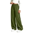 thumbnail image 6 of Wiyuqeen Girls Straight Wide Leg Track Pants RUffle Waist Casual Baggy Athletic Pants Loose Jogger Sweatpants with Pocket 5-15 Years, 6 of 7