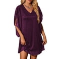 thumbnail image 1 of Robe Brillante pour Femmes Manches Chauve-Souris Robe Cocktail Robe Boîte de Nuit Pailletée Violette TG, 1 of 8