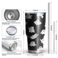 thumbnail image 6 of 30oz Happy Halloween Ghost Pattern Tumblers Stainless Steel Tumbler with Lid and Straw,Vacuum Insulated Double Wall Travel Tumbler Cups Mug with Cleaning Brush for Coffee,Tea, 6 of 7