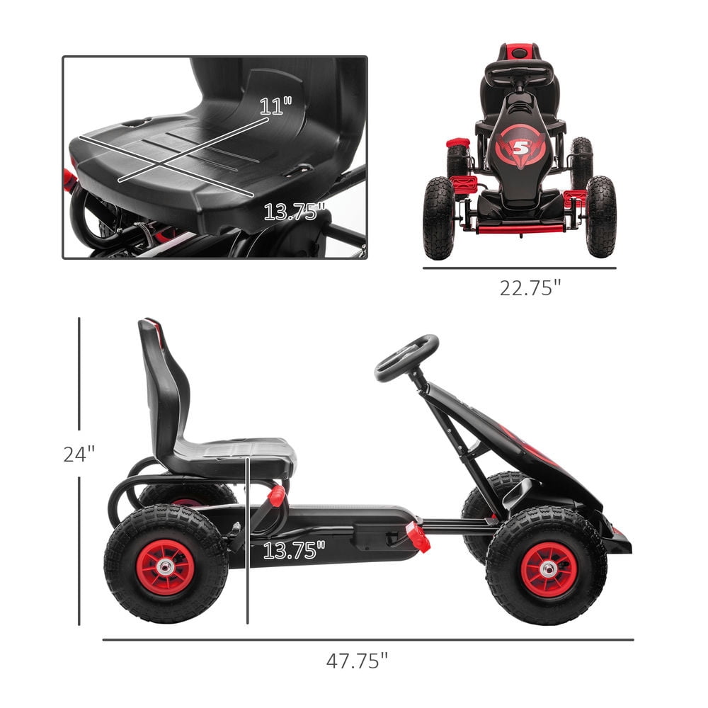 Kadyn Toy Car,Kids Pedal Go Kart Ride-on Toy with Ergonomic Comfort, Pedal Car with Tough, Red