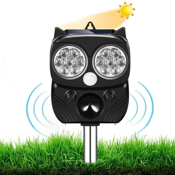 Repelente Repelente Repelente de animales ultrasónico solar para exterioresrepelente de alarma de sonido para perros (negro)