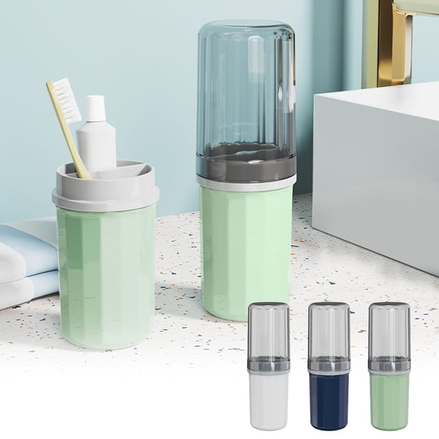 ¡Gran Oportunidad de Ahorro!, Juego de vaso de enjuague portátil para viaje y cepillo de dientes con buen almacenamiento y sellado, agarre cómodo y sin fugas, vasos para enjuague bucal domésticos