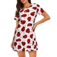 thumbnail image 1 of Easygdp Ladybug And Heart Camisón de manga corta para mujer, informal, estampado, 1 of 6