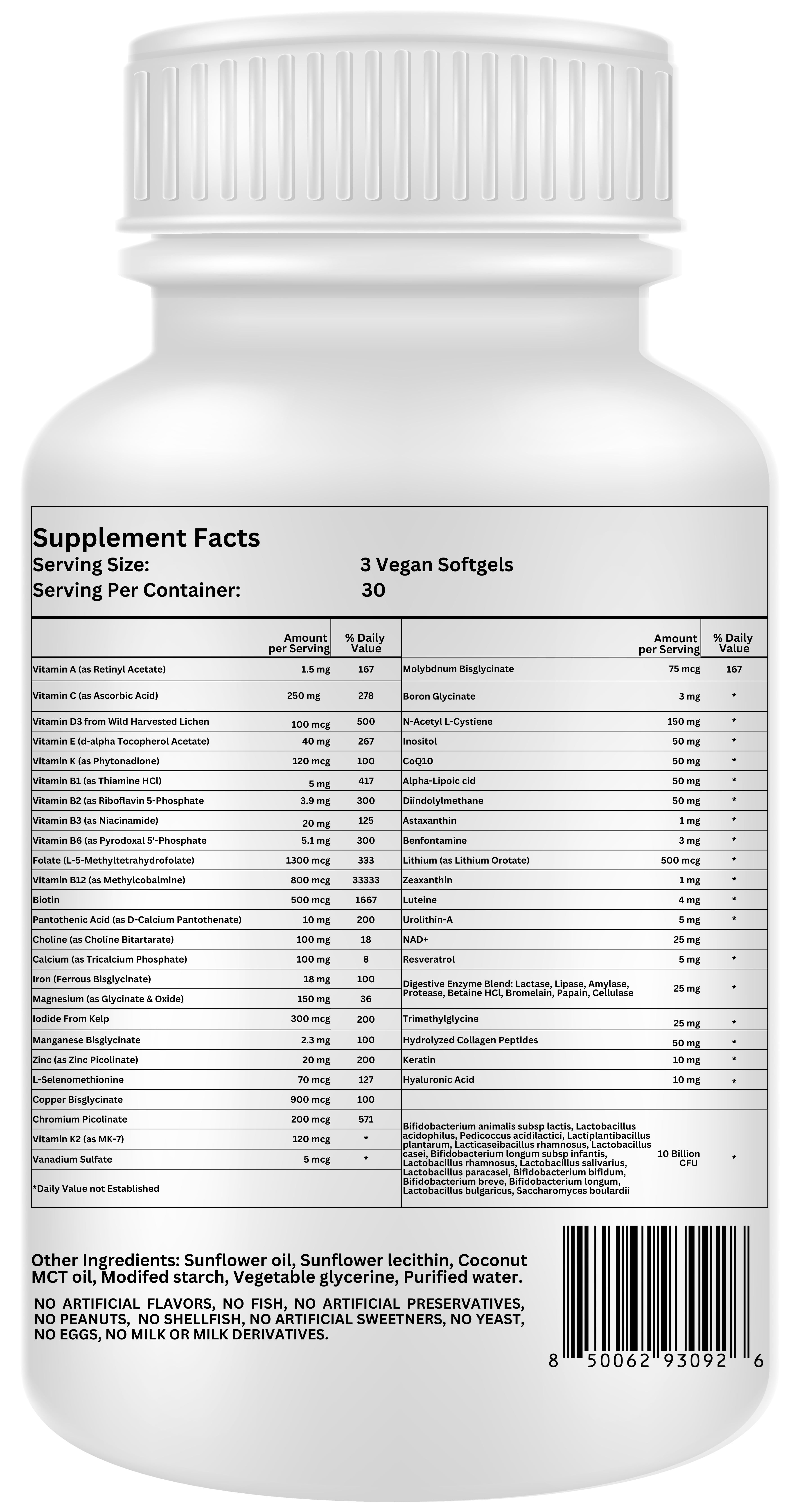 Nikoni Liposomal Methylated Multivitamins Vegan Softgels Methylated for Better Absorption 90 Count