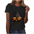 thumbnail image 4 of Inverlee Halloween Shirts for Women Plus Size Pumpkin Ghost Graphic Tees Trendy Round Neck T-shirt Short Sleeve Dressy Casual Blouse Tops Halloween Party Supplies, 4 of 5