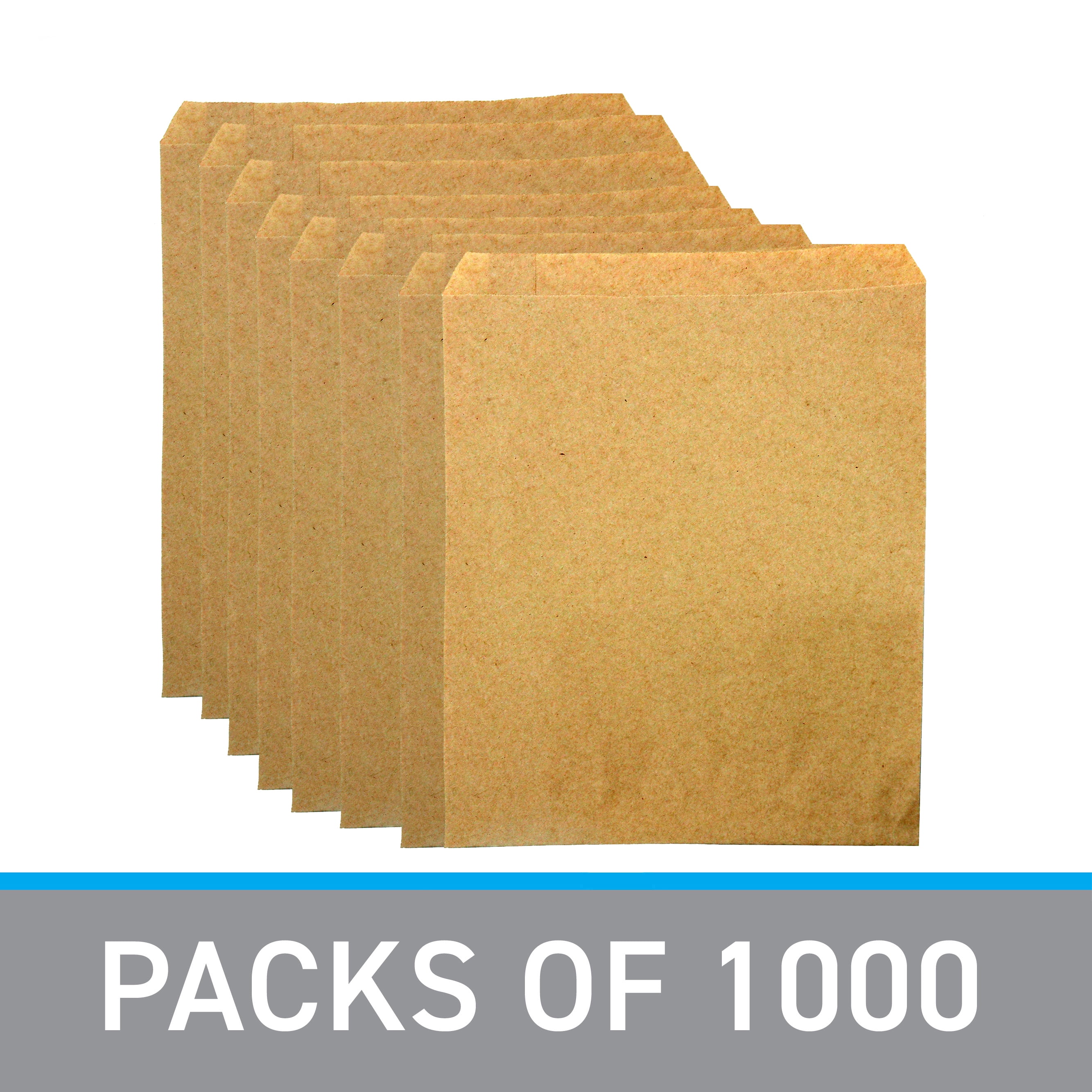 Medium Natural Kraft Paper Merchandise Bags - 8½”W x 11”H  - Case of 1000