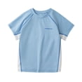 thumbnail image 4 of Muscularfit Boys Athletic Shirts T Shirts for Boys Raglan Quick-Dry Swim Shirt Active Fit T Shirt Short Sleeve Graphic Tees Pull-On Blue Crew Neck Big Brother Shirt,7-8 Years, 4 of 9
