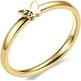 thumbnail image 2 of Stainless Steel Classicl Dainty Plain Butterfly Charm Promise Engagement Statement Ring, 2 of 2