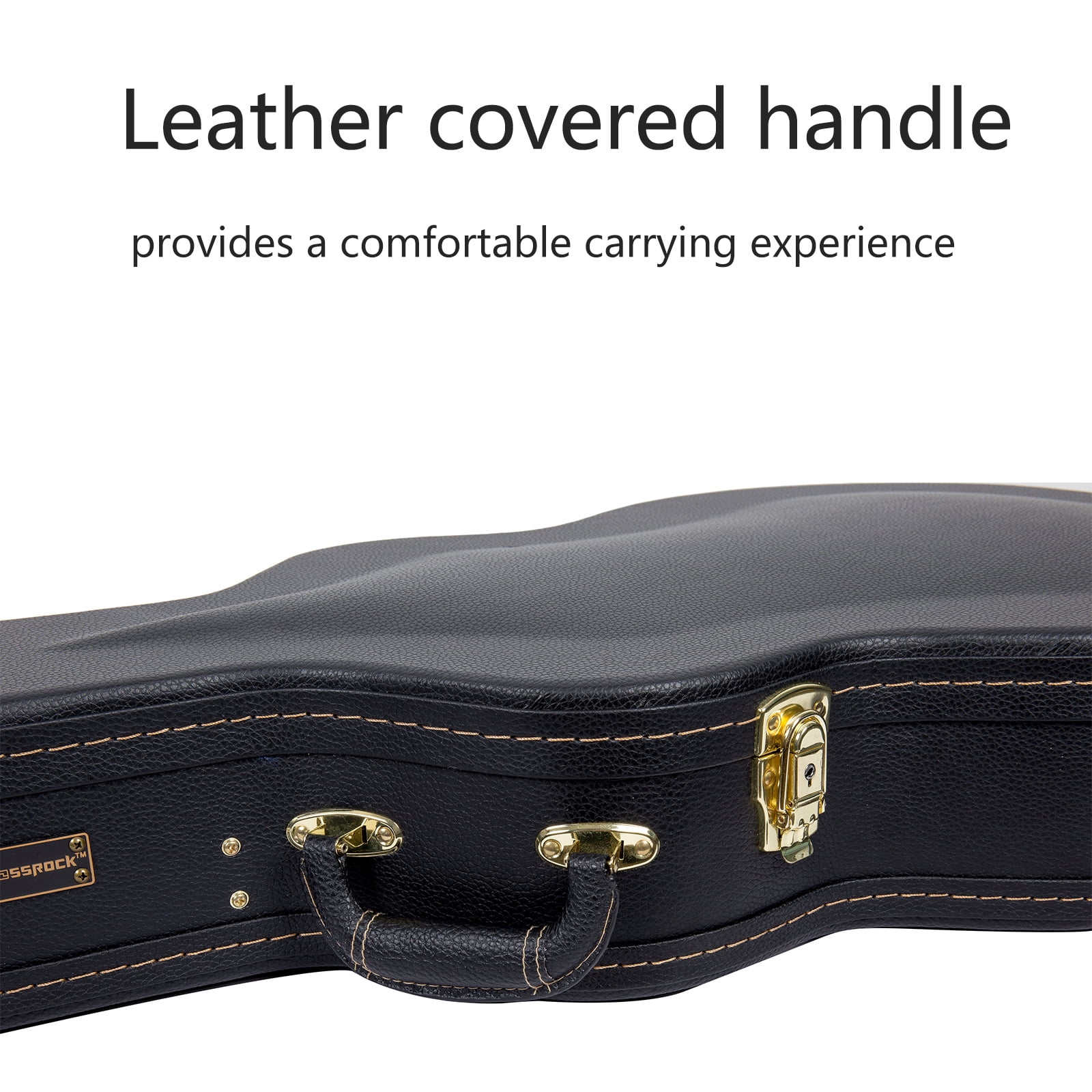 Crossrock Hard-Shell Wooden Case-Fits 12-Frets 000/OM Classical Nylon String Acoustic Guitars-Stainless Steel Latches, Sponge Lining, Metal Feet, Storage Space-Black (CRW620-00012BK)