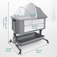 thumbnail image 4 of Minikid Baby Bedside Bassinet, 6 Height Adjustable Crib with Mosquito Net&Storage&Lockable Wheels for Infants, Light Grey, 4 of 10